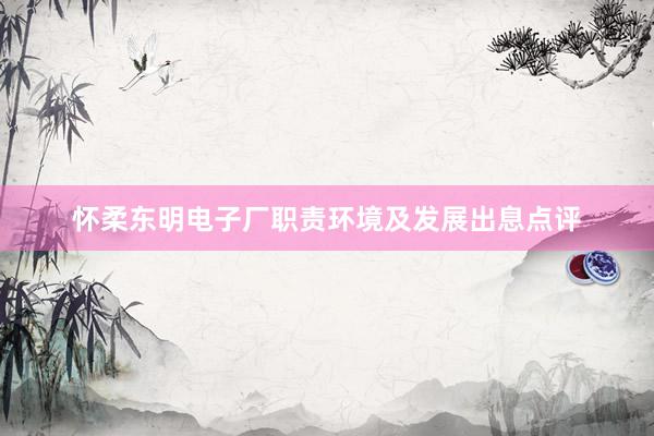 怀柔东明电子厂职责环境及发展出息点评